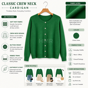 Suéter de Punto Acrílico Verde con Cuello en V de la Hermandad HMR, Cálido, Transpirable y Elegante - Product Image 6