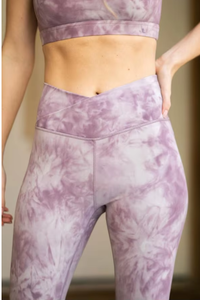 Tie Dye Yoga Set Scoop Neck Racerback Crop Top High Waist Full Length <b>Leggings</b> Four-Way Stretch <b>Activewear</b> 2 Piece - Product Image 3
