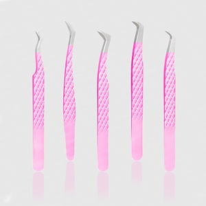 Ensemble solide diamant rose faux cils 35 degrés enduit extension incurvée pointe pointue fibre d'acier inoxydable - Product Image 4