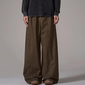 Men <b>Hip</b> Hop Style Wide Leg Baggy Jeans Casual Washed Denim Streetwear Fashion Trousers - Product Image 2