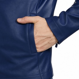 Unisex PU Leather <b>Jacket</b> Turn-down Collar Zipper Closure Slim Fit <b>Smart</b> Casual Regular Sleeve Winter Windproof Front Logo - Product Image 5