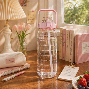 Leak-Proof PP <b>Plastic</b> for with <b>Straw</b> for Fitness Gym-Eco-Friendly Reusable 2000ml BPA-Free - Product Image 1