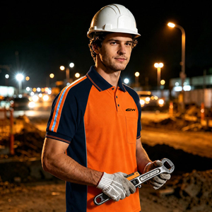 Chemise de travail en maille respirante pour hommes, vêtements de sécurité, vêtements de travail extensibles, polos de sécurité, chemise de travail réfléchissante - Product Image 4