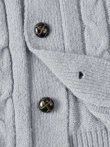 Cardigan en maille torsadée géométrique pour homme, col châle, boutonné, coupe ajustée, pull décontracté chaud d'hiver, gris, tricot côtelé, veste, pull - Product Image 4