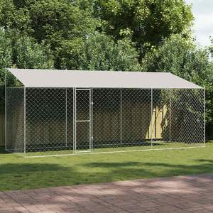 Cage pour chien Silver Roof avec dimensions de 236,22 x 78,74 x 101,57 pouces pour animaux de compagnie, maisons et meubles pour animaux - Product Image 1
