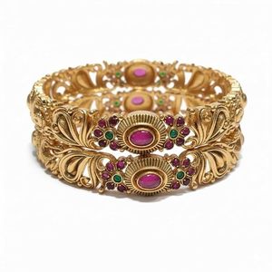 Bracelets indiens en alliage plaqué or, motif floral, incrustation de strass en cristal, bijoux ethniques de mariage, certifiés pour femmes, tendance - Product Image 1