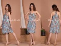 Robe courte bohème à imprimé floral d'été, respirante et confortable, en tissu satiné de qualité supérieure, robe courte en soie pour femmes