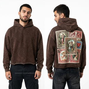 Sweat-shirt à capuche style urbain à épaules tombantes, logo personnalisé sérigraphié, coupe ample, en coton, streetwear durable, fournisseur de pulls - Product Image 2