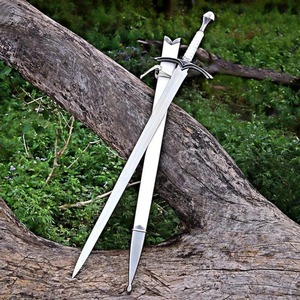 Espada larga medieval de acero al carbono forjada a mano – Espada de caballero con funda - Product Image 2