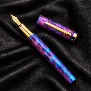 Stylo plume de luxe fait main avec corps en résine marbrée, pointe métallique haut de gamme, instrument d'écriture élégant, capuchon détachable - Product Image 6