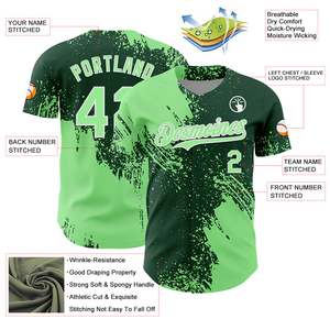 เสื้อเบสบอลสีเขียวแบบกำหนดเองสำหรับทีมของคุณ ผลิตจากโพลีเอสเตอร์ 100% ระบายเหงื่อได้ดี แบบสวมใส่ได้ทั้งชายและหญิง แขนสั้น สำหรับผู้ใหญ่ ชุดกีฬา - Product Image 3