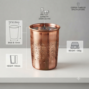 Gobelet à boire en cuivre pur, verre à eau ayurvédique, tasse en cuivre faite à la main pour la maison, la cuisine, l'hôtel, le restaurant, le bar, vente en gros OEM ODM - Product Image 5