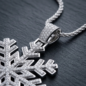 Pendentif personnalisé RAAMAA Hip Hop en forme de flocon de neige plaqué rhodium 925 avec diamant de laboratoire - Product Image 2
