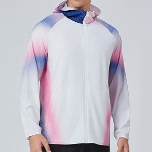 Autumn Breathable Quick Dry Sports Exercise Colorful Pattern Hooded Team Men's Polyester Spandex <b>Jacket</b> - Product Image 3