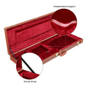 Custodia per Chitarra Elettrica in Legno Duro, Forma Quadrata, Rivestimento in Pelle PU con Imbottitura in Schiuma per Chitarre Elettriche Stile ST TL Burning Fire 170 - Marrone - Product Image 6