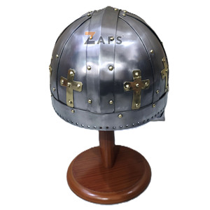 Casco Vikingo Medieval Hecho a Mano, Armadura de Caballero de Acero Suave con Detalles en Latón, Correa de Cuero Ajustable para Adultos - Product Image 4