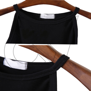 Top Corto de Punto Negro sin Mangas para Mujer, Cuello Redondo, Color Sólido, Corte Regular, Ropa de Verano, Bordado, Ecológico - Product Image 3