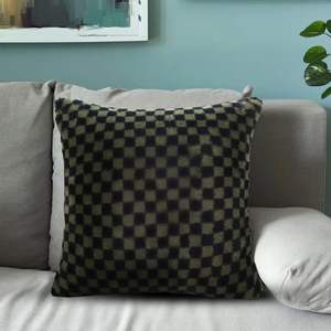 Urban Luxury 30cm Dark Green Checkered Lumbar Throw <b>Pillow</b> Modern Home Decorative Cushion for <b>Sofa</b> Bed or Living Room - Product Image 3