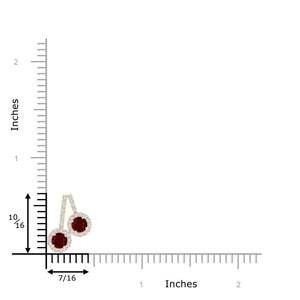 14K Gold Natural 2mm 0.1 Ctw Red <b>Ruby</b> Prong-Set Two Stone Halo Pendant Link Chain <b>Necklace</b> With Accent Diamond Handmade Pendant - Product Image 2