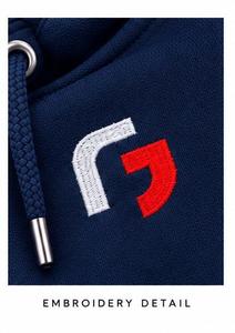 Sweat-shirt à capuche bleu pour homme, coupe classique, logo sur le devant, poche, en coton molletonné, vêtement décontracté pour l'automne - Product Image 5