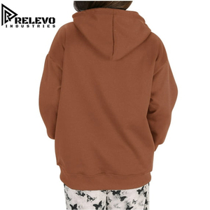 เสื้อฮู้ดดี้ผู้หญิงทรงโอเวอร์ไซส์แบบสั่งทำพิเศษ คุณภาพสูง สไตล์ลำลอง ไหล่ตก มีกระเป๋าจิงโจ้ ทรงหลวม - Product Image 4