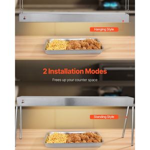 Commercial 750W Stainless Steel Electric Strip Heater Light <b>Hanging</b> Food Heat Lamp Warmer for Warming & Holding Equipment - Product Image 3