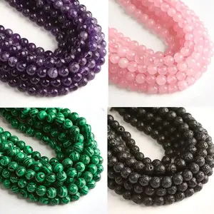 Perle di pietra naturale 6mm verde Malachite Lava ametista lapislazzuli perline di quarzo rosa per la creazione di gioielli fai da te bracciale collana