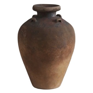 Jarrón de cerámica rústico de estilo antiguo, jarrones de decoración vintage para flores, marrón, venta al por mayor - Product Image 1