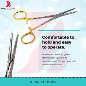 Pinzas Hemostáticas Kelly de Acero Inoxidable Multiusos con Mango Dorado, Nuevo Producto, Instrumentos Médicos Reutilizables - Product Image 5