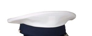 Premium Complete Dress Cap White <b>Crown</b> with <b>Silver</b> Bullion or synthetic thread Embroidered Visor, Braided Strap - Product Image 2