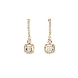 Pendientes de Oro de 14K con Baño de Rodio, Corte Brillante Natural, Lujosos y Simétricos, 3.46 g, Regalo para Mujer, Diamantes a la Moda - Product Image 4
