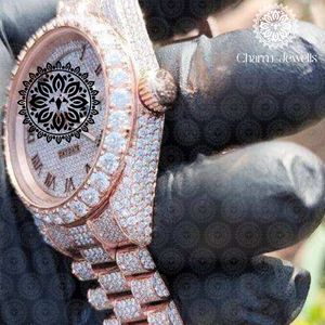 Montre de luxe pour homme Charm Jewells, boîtier en acier inoxydable de 40 mm, mouvement mécanique analogique, date automatique, bracelet incrusté de diamants, 10 bars - Product Image 2