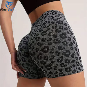 Women Leopard Print Yoga Shorts High Waist Seamless Gym Workout Fitness Running Biker Shorts Stretch Activewear Custom Design - Product Image 3