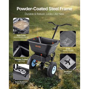 Spargitore a Spinta Manuale da 100 libbre con 13 Pneumatici All-Terrain, Larghezza di Spargimento 0-9,8 piedi, Spargitore di Fertilizzante per Tutti i Terreni - Product Image 4