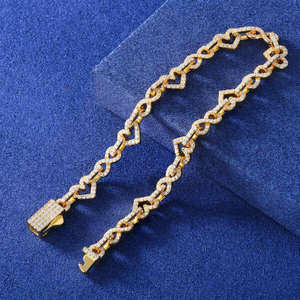Iced Heart <b>Infinity</b> Link Gold Lab Grown Diamond Full Micro Pave Open Heart <b>Bracelet</b> Classic Style Wholesale Fine Jewelry - Product Image 4
