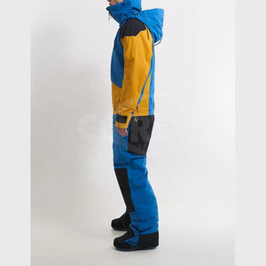Ensemble veste et pantalon de ski pour homme, couleurs contrastées, bleu, jaune, noir, fermeture éclair à capuche, imperméable, Gore-Tex, isolation synthétique, adulte - Product Image 4