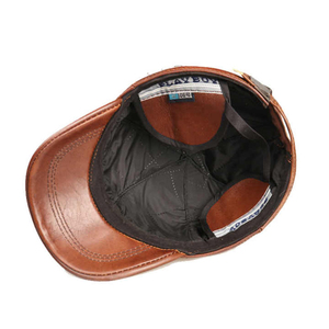 Gorra de Béisbol de Cuero Negra Ajustable de 6 Paneles con Correa Trasera, Gorra Deportiva Casual para Protección Solar, Unisex para Adultos - Product Image 5