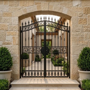 Portail double battant de sécurité en fer forgé thermolaqué robuste KHP, style européen, avec installation facile pour villa - Product Image 4