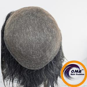 Prothèse capillaire frisée pour hommes en cheveux humains Remy indiens, base en dentelle et PU, 8x10, noire, densité 130% - Product Image 4