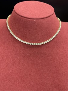 Collar de Oro Amarillo Sólido de 18K con Diamantes Estilo Tenis |   Lujoso y Elegante Conjunto Continuo para Mujer - Product Image 3