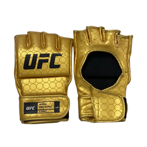 Guantes de Medio Dedo para Grappling UFC MMA, Impresión Dorada Completa, Logotipo Personalizado, Calidad Premium, Cuero Genuino Profesional, Muay Thai - Product Image 1