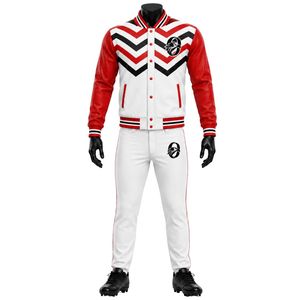 Conjunto de Chaqueta y Pantalones de Béisbol Rojos y Blancos, Camisa de Manga Larga con Botones y Pantalones a Juego, Uniforme Ligero para Adultos - Product Image 1