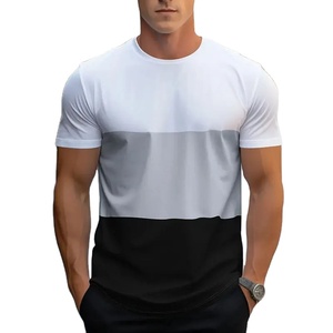 2025 été nouvelle mode épissage imprimé à manches courtes T-shirt hommes col rond ample respirant hauts sport Fitness T-shirt - Product Image 3