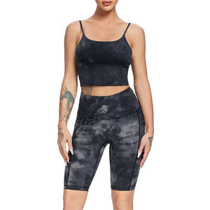 Wholesale New 2 Piece Set <b>Tight</b> Yoga Suit Quick Drying Top Fitness Summer Shorts Gym Short Sleeves Running Sports Bra for Women - Product Image 6