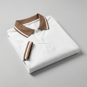 Logo personnalisé pour hommes, chemise en coton piqué tricoté, coupe ajustée, légère, séchage rapide, col contrasté, streetwear d'été, ODM - Product Image 5