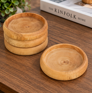 Juego de 4 posavasos redondos de madera de alta calidad de latón AK, juego de posavasos atractivos para decoración de mesa/utensilios de cocina - Product Image 3