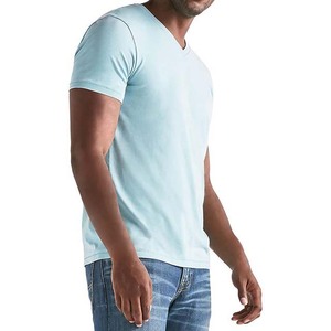 T-shirt en coton pour homme de qualité supérieure, col en V, coupe ajustée, tissu respirant, teinture unie, haute qualité - Product Image 1