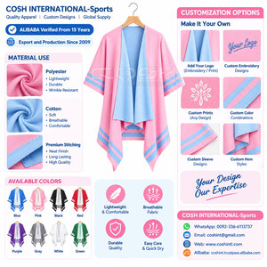 Cardigan décontracté à manches chauve-souris color block rayé rose et bleu, style long, de la sororité Cosh International - Product Image 6