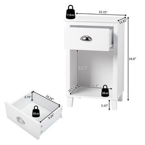 Comodino Moderno e Semplice in MDF Bianco Verniciato a Spruzzo 40*30*63cm con Gambe Alte e Due Cassetti - Product Image 5