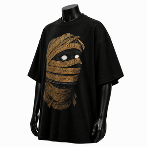 T-shirt noir surdimensionné personnalisé, imprimé vintage, coton, streetwear, homme, tee-shirt imprimé de haute qualité, logo OEM - Product Image 1